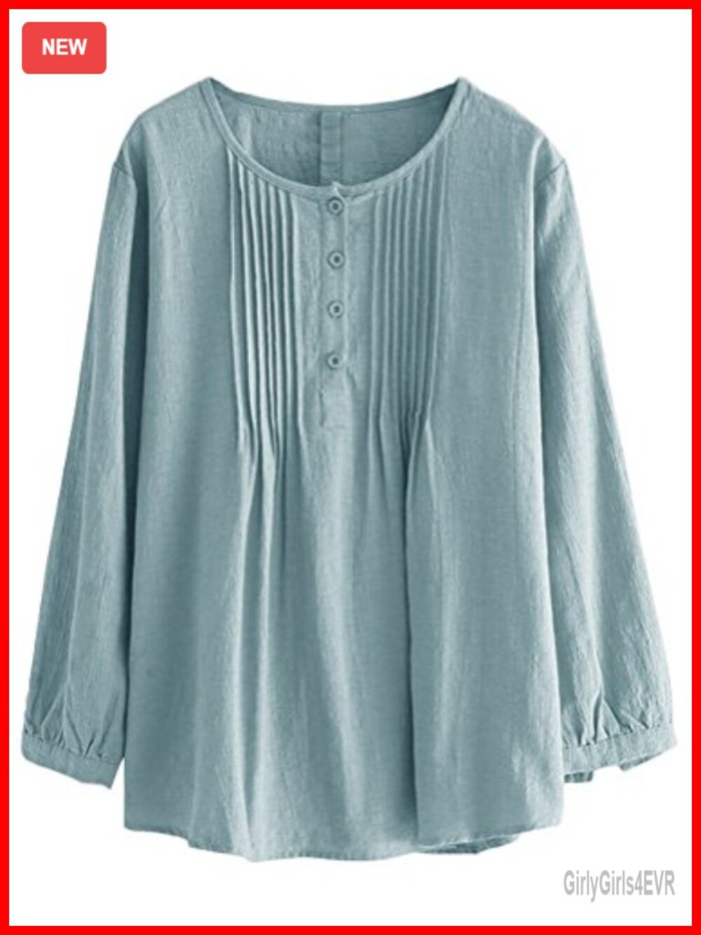 Minibee Cotton Linen Pleated Blouse Long Sleeve Button Shirt